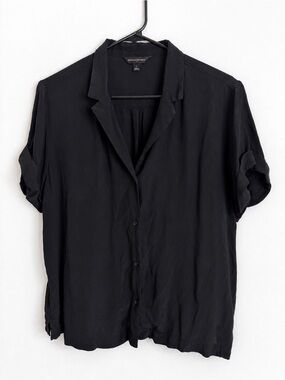 Vtge Banana Republic Black Relaxed Button-Up Blouse Sz L Timeless Classic